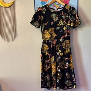 LuLaRoe Black Floral Midi Dress